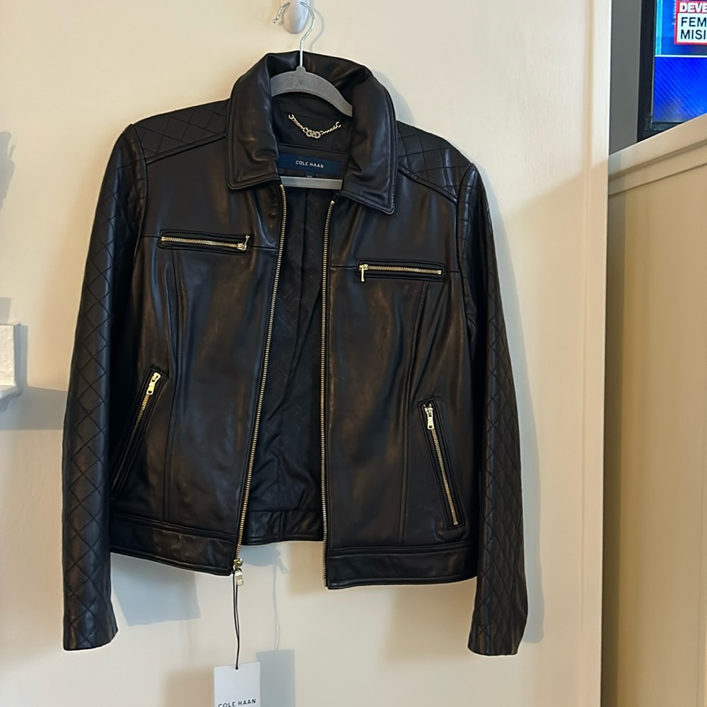 Cole Haan black leather jacket